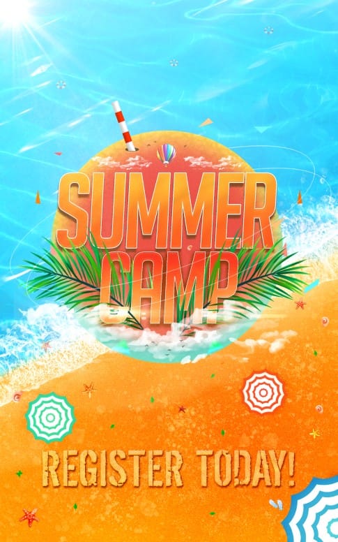 Church Summer Camp Beach Bulletin Cover