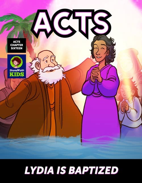 Acts 16 Lydia is Baptized Digital Comic
