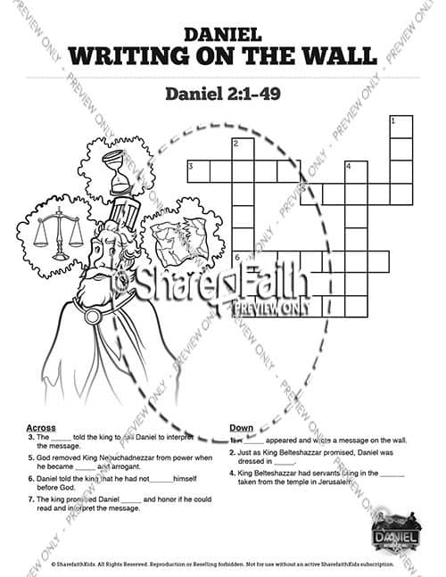 Daniel 5 Writing On The Wall Sunday School Crossword Puzzles