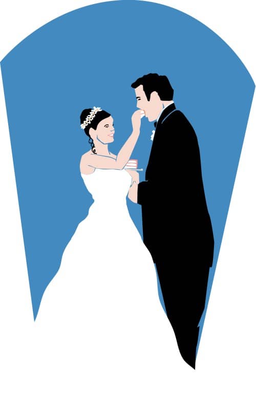 Wedding Cake and Blue Background