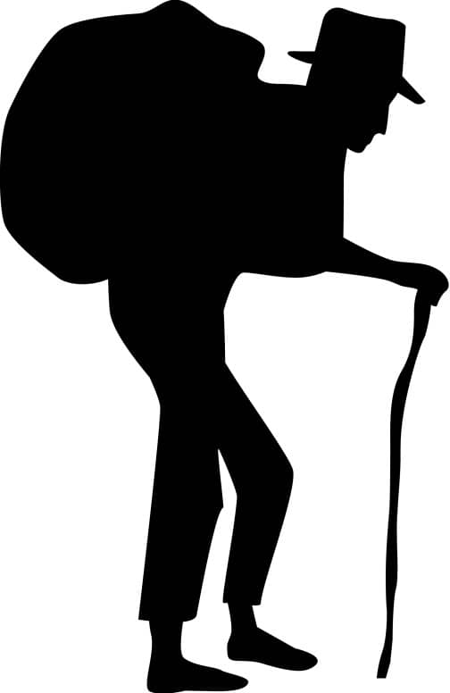 Old Man with Burden Silhouette
