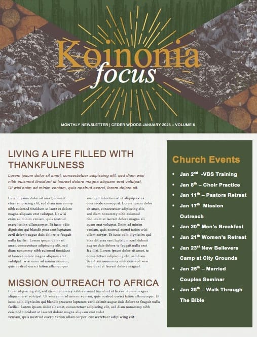 Winter Retreat Church Newsletter