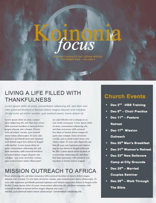 Outpouring of the Holy Spirit Church Newsletter
