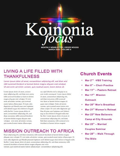 Church Newsletters Page 28 ShareFaith Media