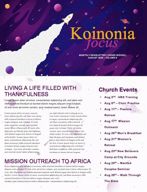 Fall Ministry Launch Church Newsletter Template