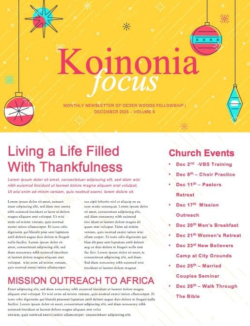 Merry Christmas Ornaments Church Newsletter