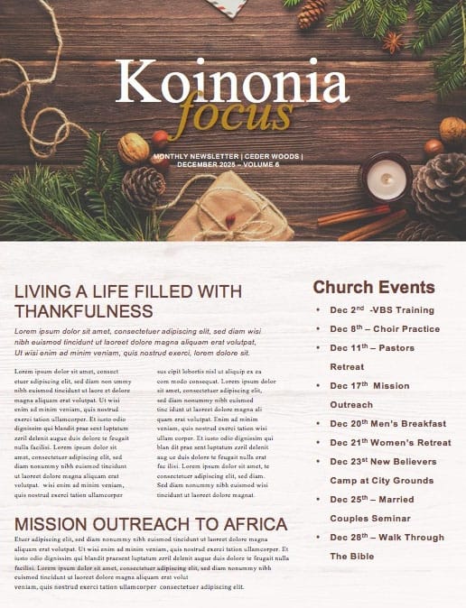 Church Christmas Party Newsletter Template