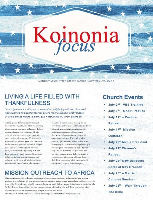 Fourth Of July Church Newsletter Template