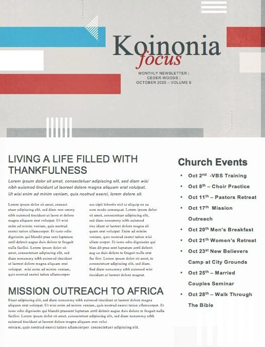 Veteran's Day Service Church Newsletter