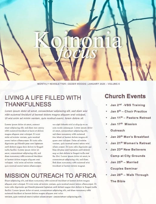 Free At Last Church Newsletter