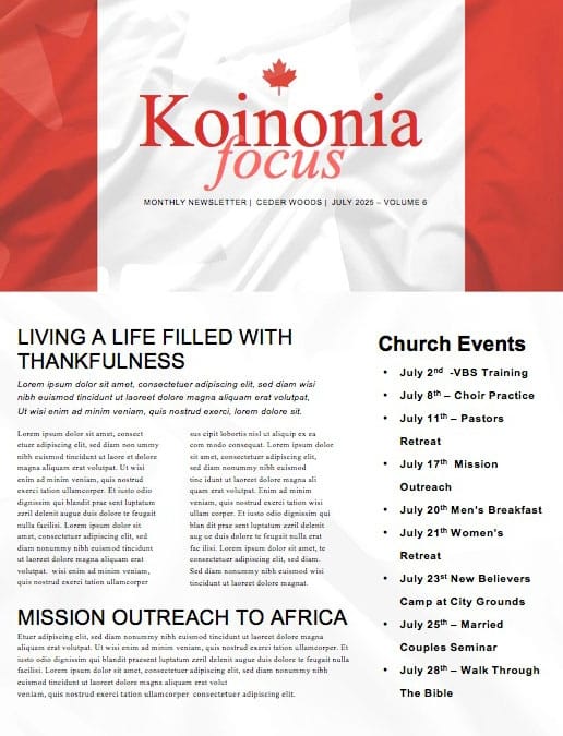 Canada Day Flag Church Newsletter