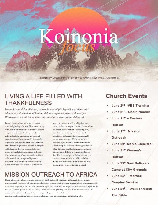 Unshakeable Faith Sermon Series Newsletter Template