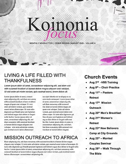 Cow Tipping Church Newsletter