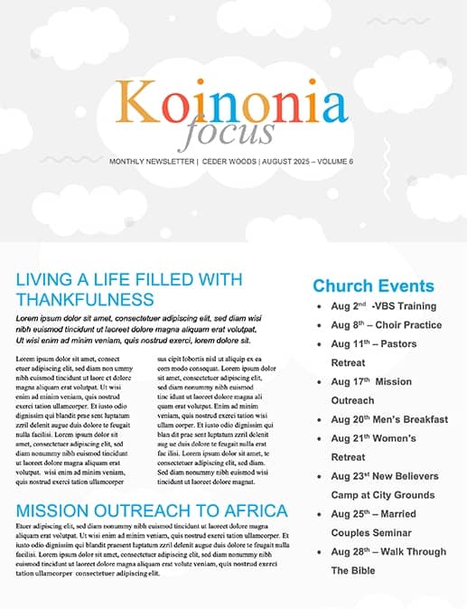 Kids Church Church Newsletter
