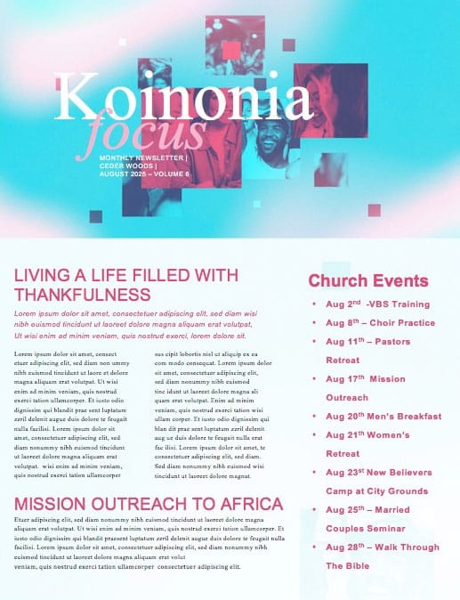 We Are Family Church Newsletter