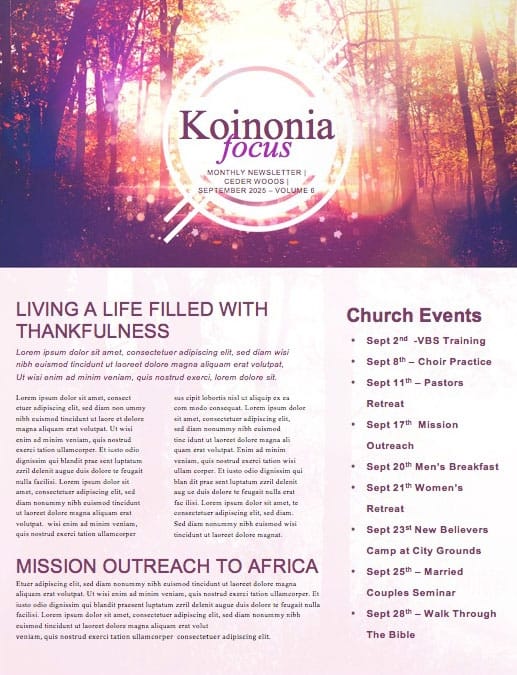 Fall Welcome Church Newsletter Template