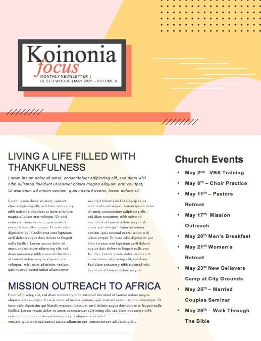Serve Sunday Church Monthly Newsletter
