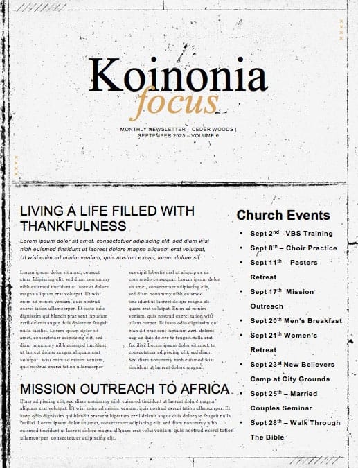 Pastor Appreciation Sunday Church Newsletter
