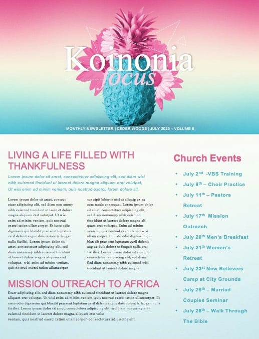 Summer Church Events Newsletter Template