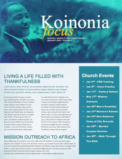 Martin Luther King Jr Day Service Newsletter