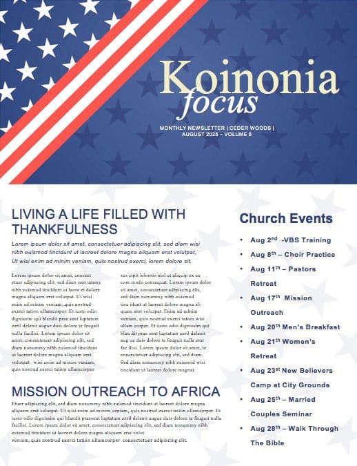 Labor Day Picnic Church Newsletter