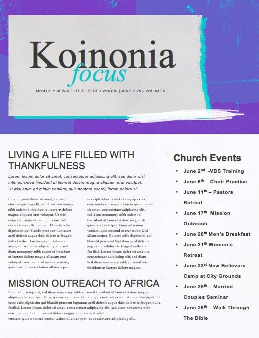 Special Guest Church Newsletter