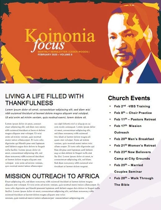 Celebrate MLK Day Church Newsletter