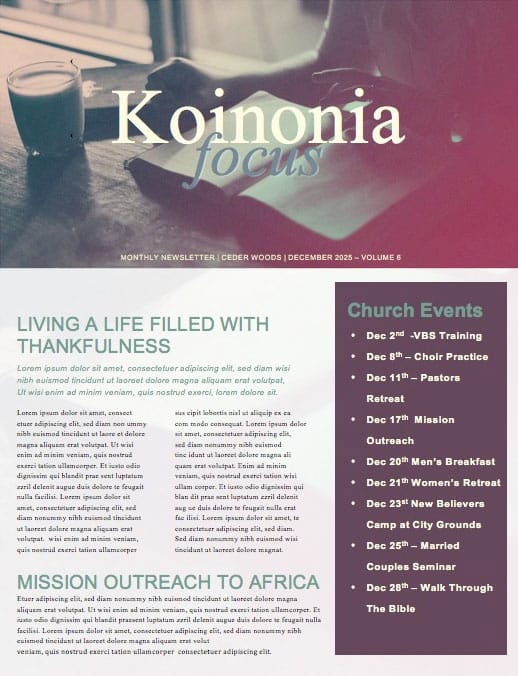 Prayer And Fasting Newsletter Template