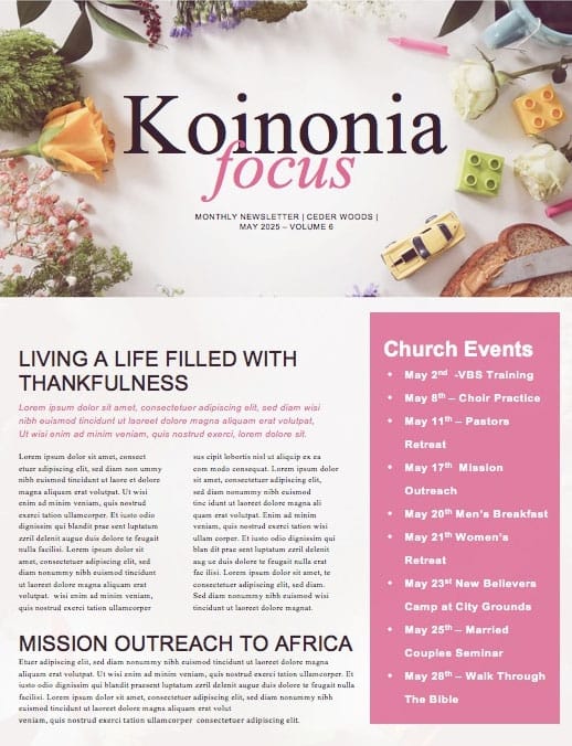 Celebrating Mother's Day Church Newsletter Template