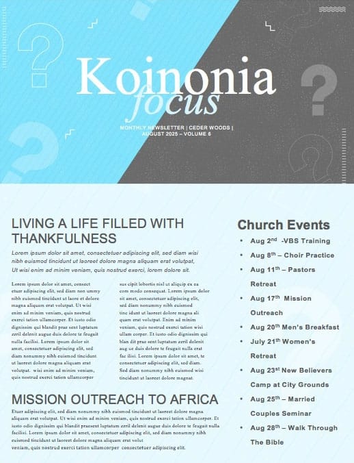 Big Questions Church Newsletter