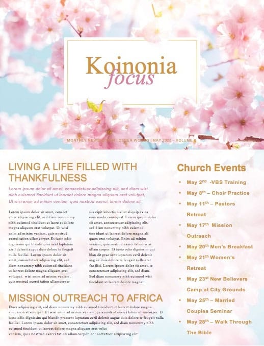 Mother's Day Cherry Blossom Church Newsletter Template