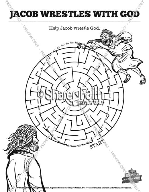 Jacob Wrestles With God Bible Story Mazes