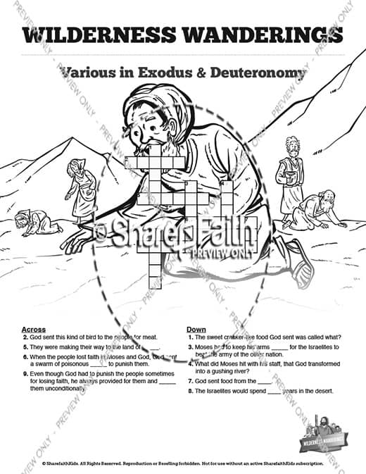 40 Years In The Wilderness Sunday School Crossword Puzzles