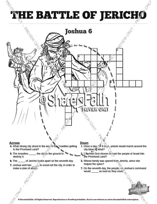 The Battle of Jericho Sunday School Crossword Puzzles