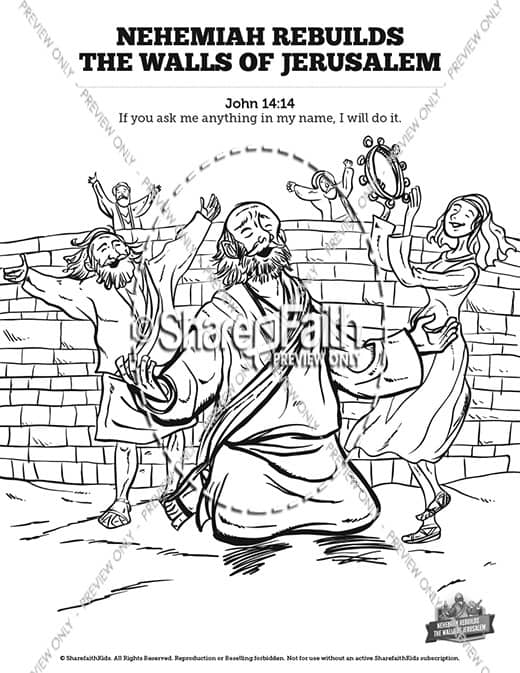Book of Nehemiah Sunday School Coloring Pages