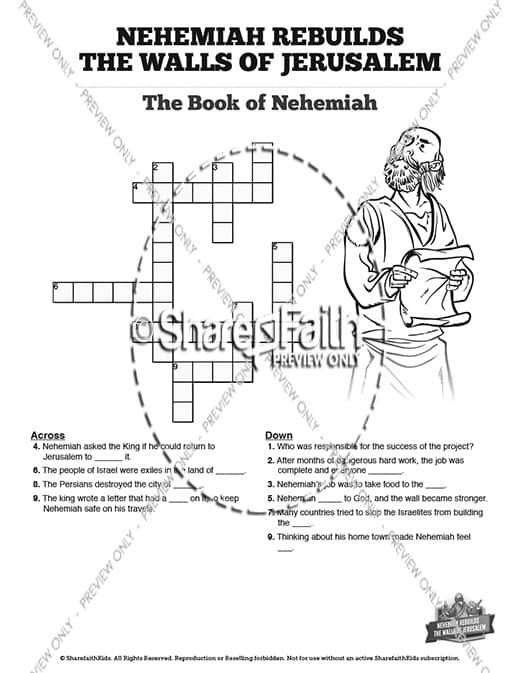 Book of Nehemiah Sunday School Crossword Puzzles
