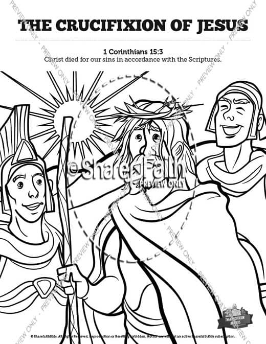 Jesus' Crucifixion Sunday School Coloring Pages