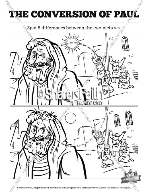 Acts 9 Paul's Conversion Kids Spot The Difference