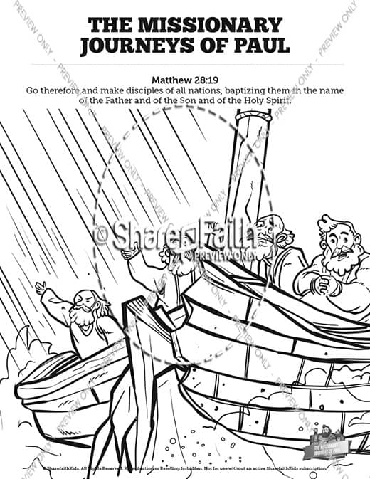 Paul's Missionary Journeys Sunday School Coloring Pages