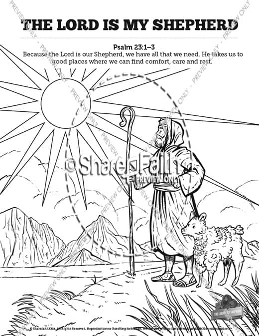 Psalm 23 The Lord Is My Shepherd Sunday School Coloring Pages