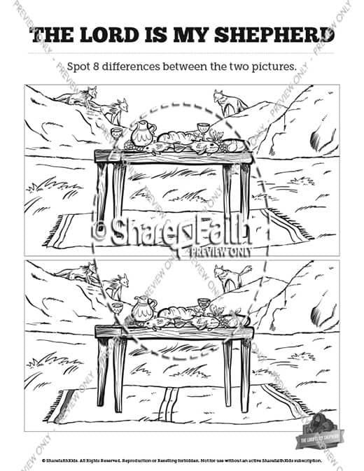 Psalm 23 The Lord Is My Shepherd Kids Spot The Difference