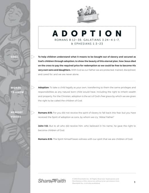 Romans 8 Adoption Sunday School Curriculum