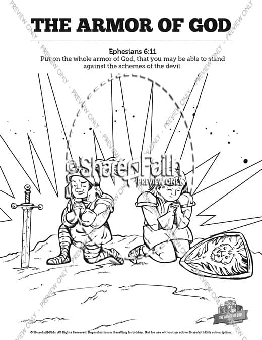 Ephesians 6 The Armor of God Sunday School Coloring Pages