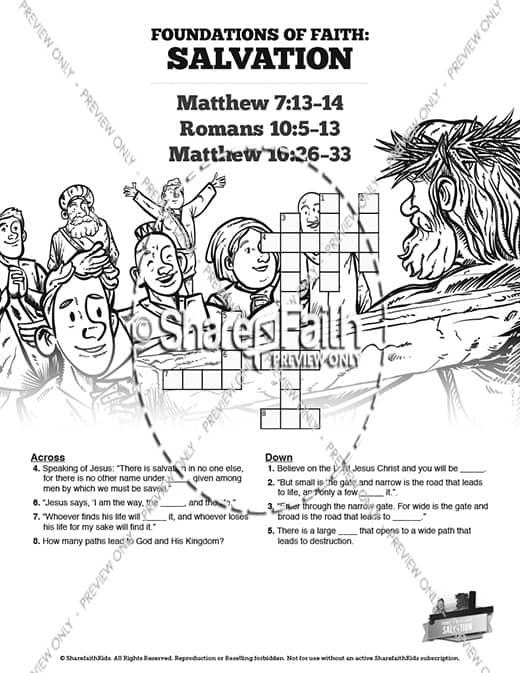 Matthew 7 Plan of Salvation Sunday School Crossword Puzzles