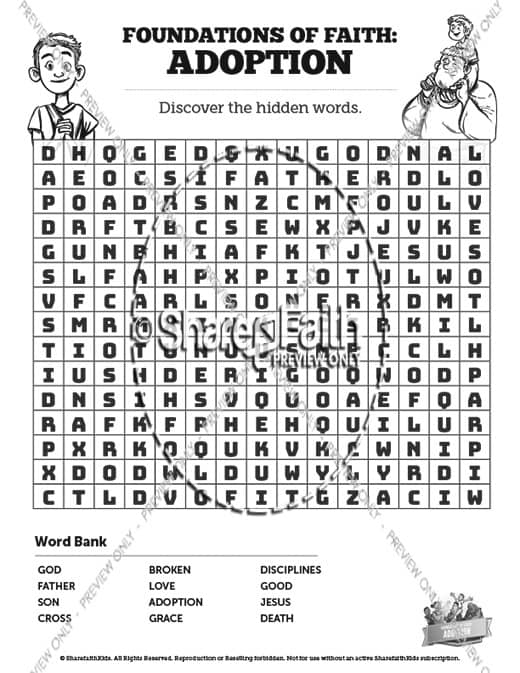 Romans 8 Adoption Bible Word Search Puzzles
