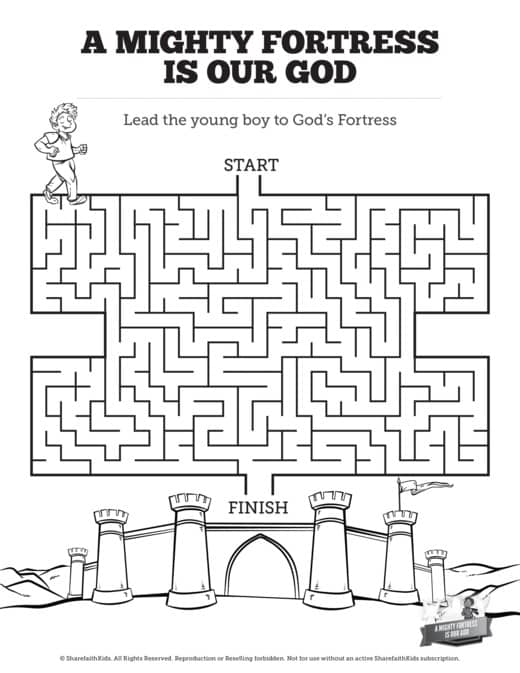 Psalm 91 A Mighty Fortress is our God Bible Mazes