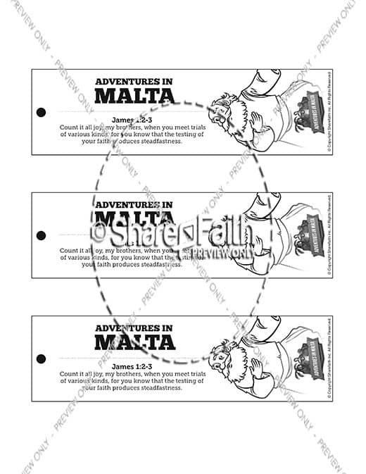 Acts 28 Adventures in Malta Bible Bookmarks