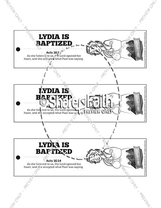 Acts 16 Lydia is Baptized Bible Bookmarks