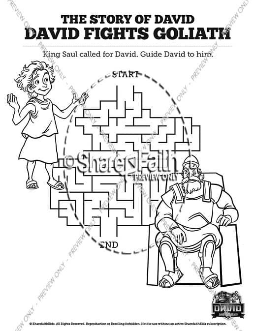 1 Samuel 17 David Fights Goliath Bible Mazes