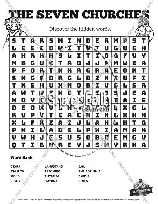 Revelation 2 3 The Seven Churches Bible Word Search Puzzles